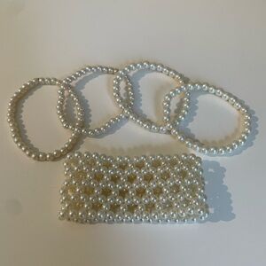 Elegant Faux Pearl Bracelet Set